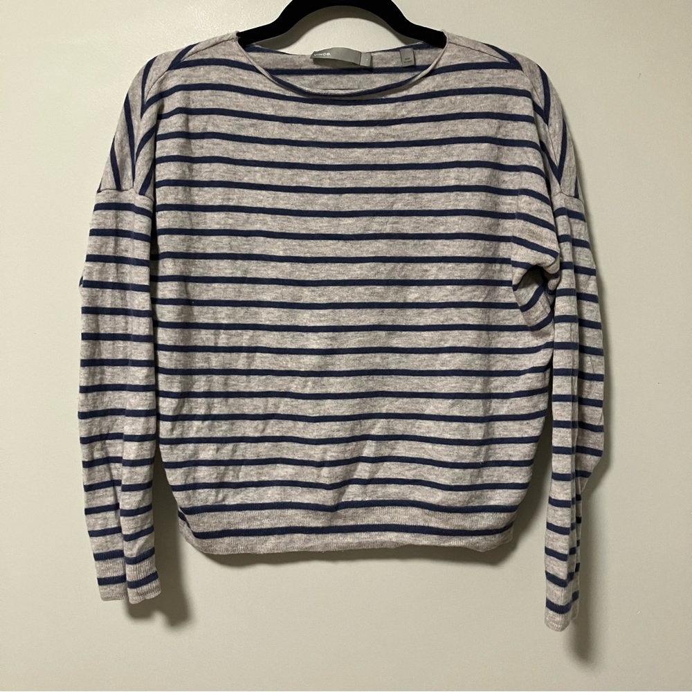 Vince Wool Cashmere Blend 50% Grey Blue Striped Sweater